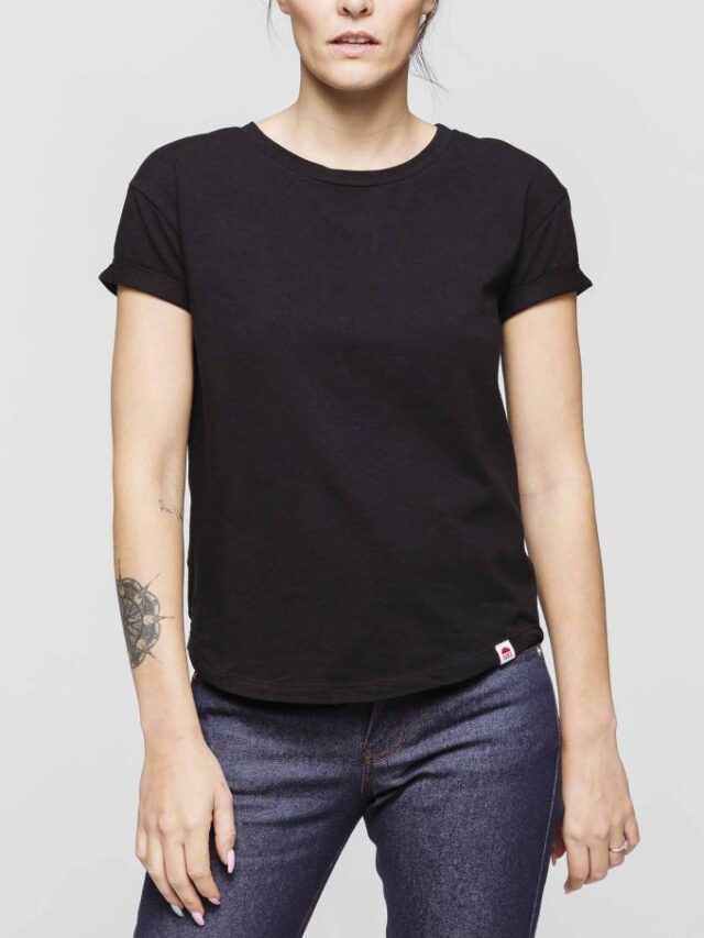1083 - T-SHIRT COL ROND 403 UNI coton bio noir Femme