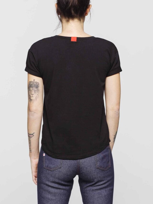 1083 - T-SHIRT COL ROND 403 UNI coton bio noir Femme