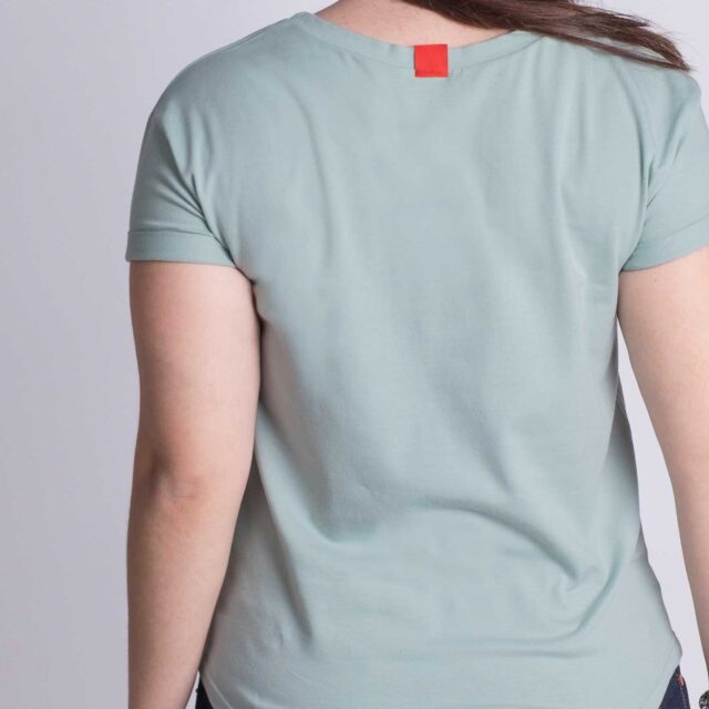 1083 - T-SHIRT COL ROND 403 UNI coton bio vert de gris Femme