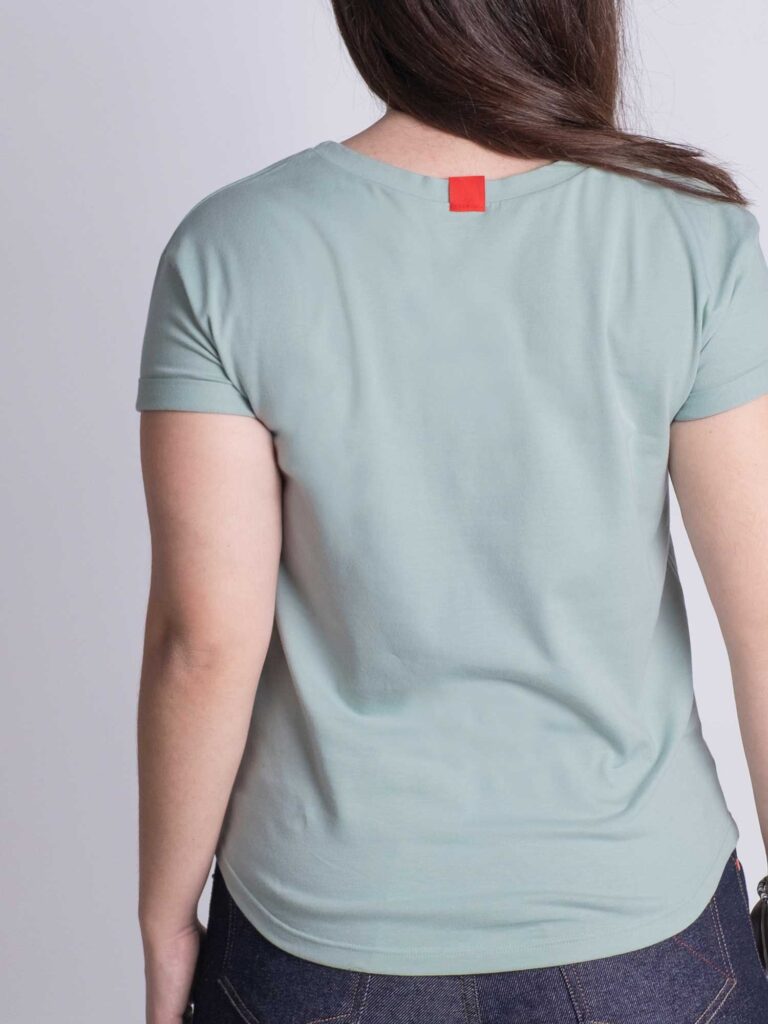 1083 - T-SHIRT COL ROND 403 UNI coton bio vert de gris Femme