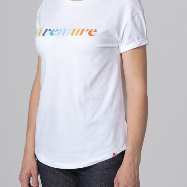 1083 - T-SHIRT COL ROND 403 AVENTURE coton bio blanc Femme