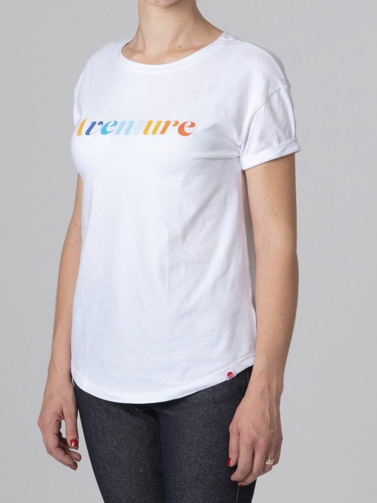 1083 - T-SHIRT COL ROND 403 AVENTURE coton bio blanc Femme