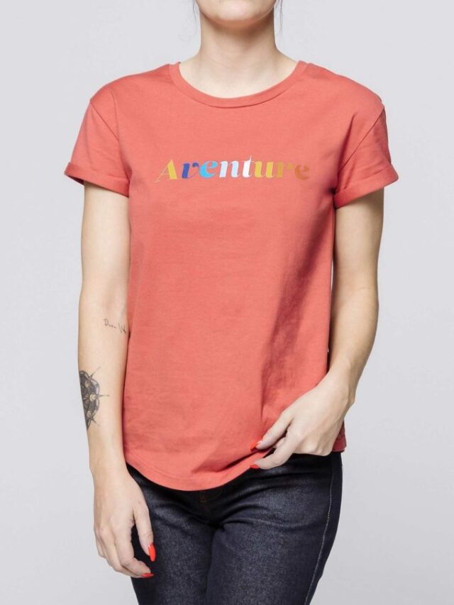 403 x01 1kco1xxxxxx brique 01 1083 - T-SHIRT COL ROND 403 AVENTURE coton bio brique Femme