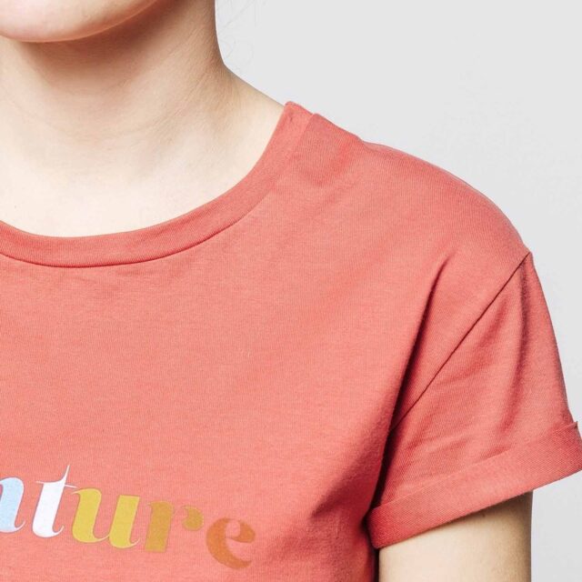 1083 - T-SHIRT COL ROND 403 AVENTURE coton bio brique Femme