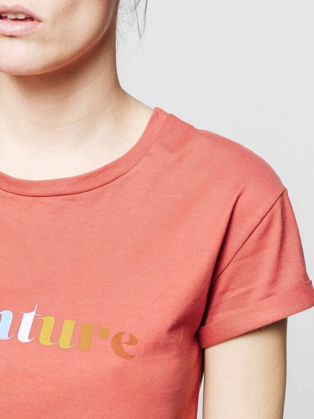 1083 - T-SHIRT COL ROND 403 AVENTURE coton bio brique Femme