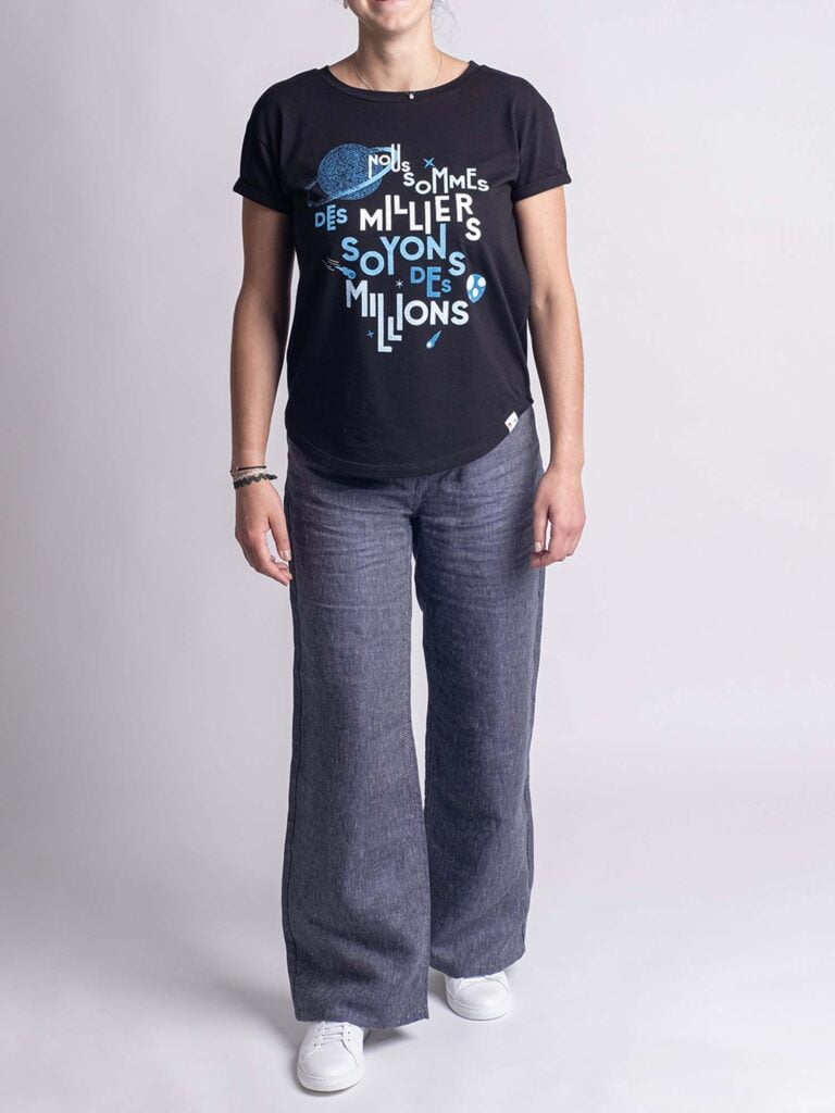 1083 - T-SHIRT COL ROND 403 TIME FOR THE PLANET coton bio noir Femme