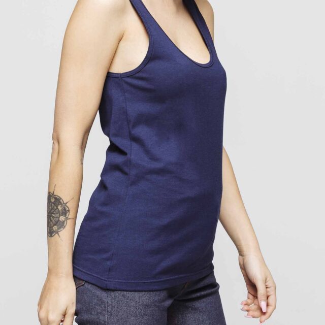 1083 - DEBARDEUR DROIT 450 UNI coton bio bleu marine Femme