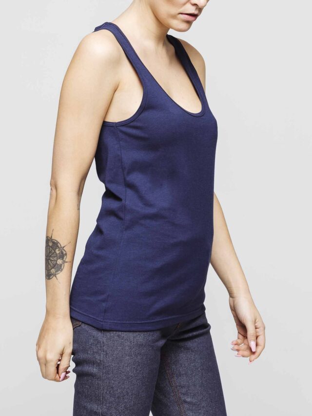 1083 - DEBARDEUR DROIT 450 UNI coton bio bleu marine Femme