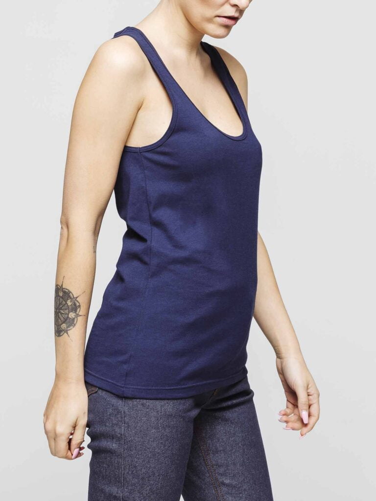 1083 - DEBARDEUR DROIT 450 UNI coton bio bleu marine Femme