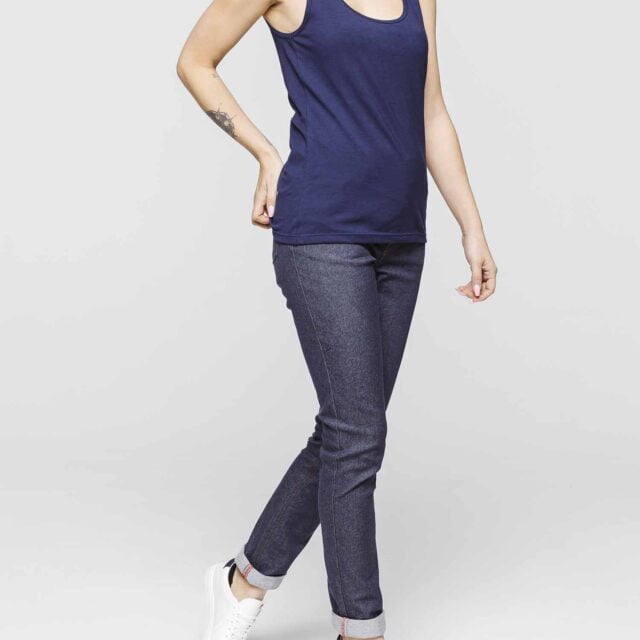 1083 - DEBARDEUR DROIT 450 UNI coton bio bleu marine Femme