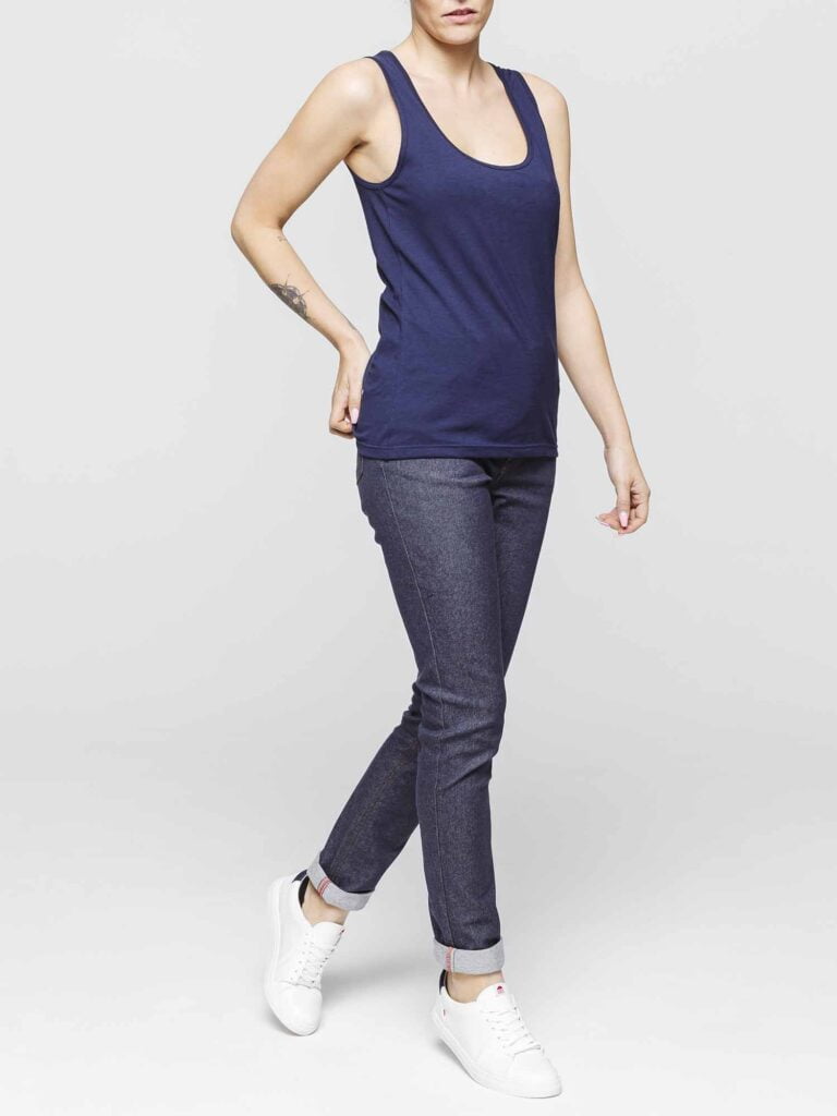 1083 - DEBARDEUR DROIT 450 UNI coton bio bleu marine Femme