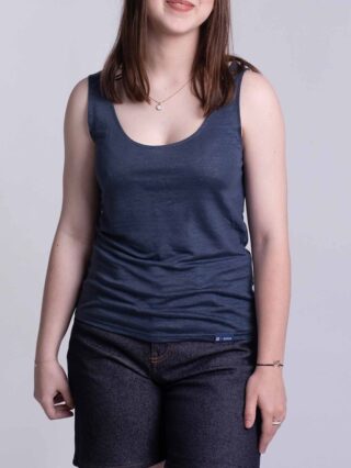 1083 - DEBARDEUR FLUIDE 451 UNI SPLICE lin bleu Femme