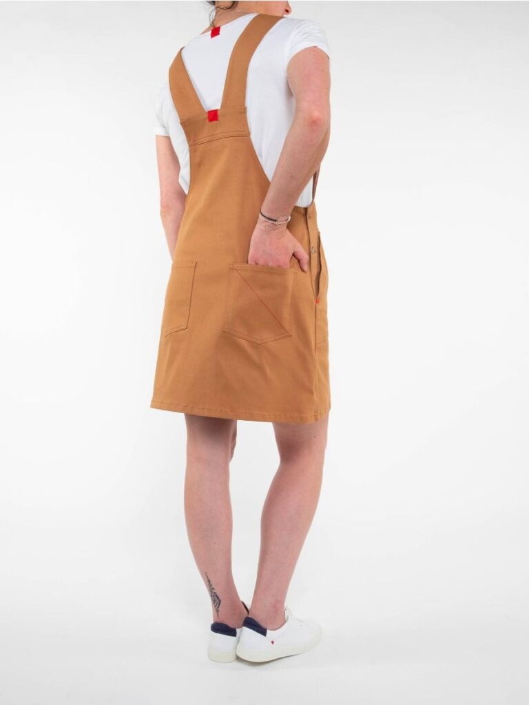 1083 - ROBE SALOPETTE 550 POCHES PLAQUEES coton bio filidenim flex uni camel