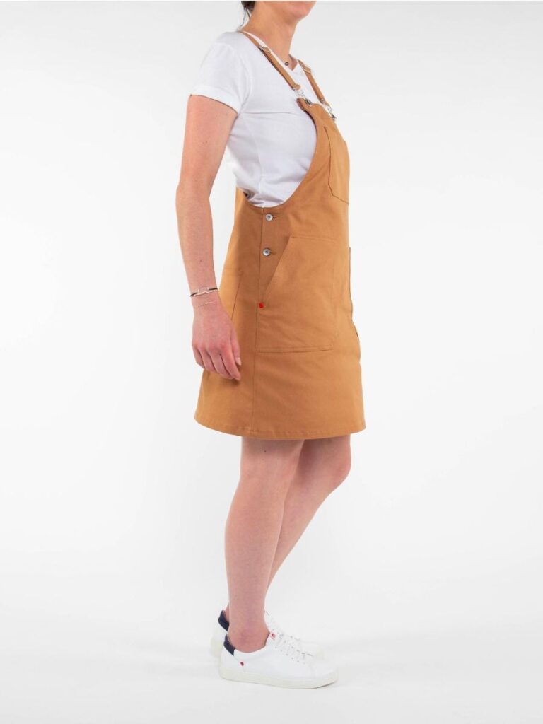 1083 - ROBE SALOPETTE 550 POCHES PLAQUEES coton bio filidenim flex uni camel