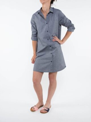 1083 - Robe chemise droite 551 blanc des vosges