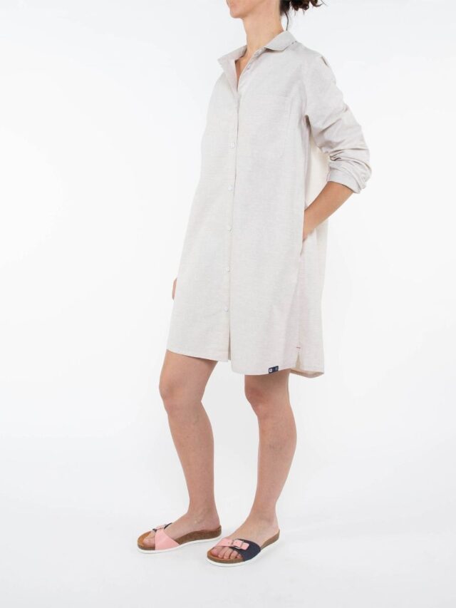 1083 - ROBE CHEMISE blanche naturel 551 blanc des Vosges coton bio