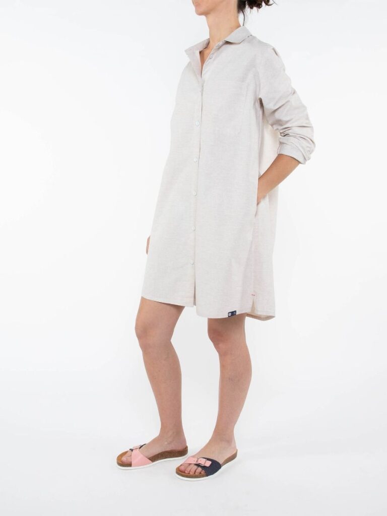 1083 - ROBE CHEMISE blanche naturel 551 blanc des Vosges coton bio