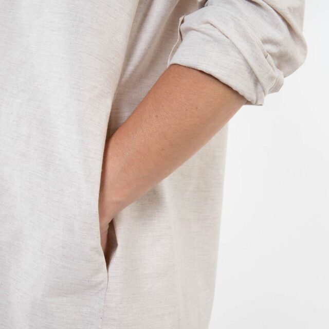 1083 - ROBE CHEMISE blanche naturel 551 blanc des Vosges coton bio