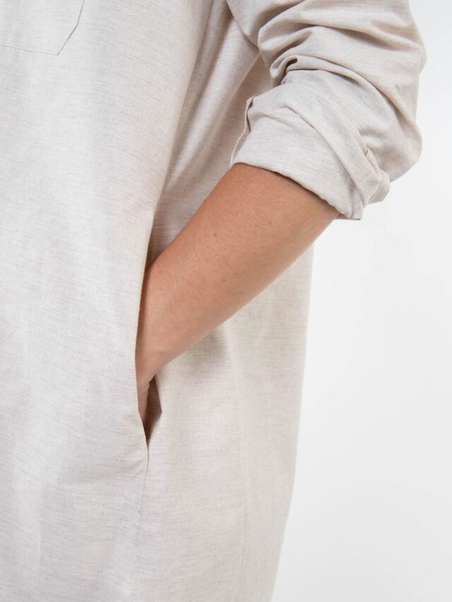 1083 - ROBE CHEMISE blanche naturel 551 blanc des Vosges coton bio