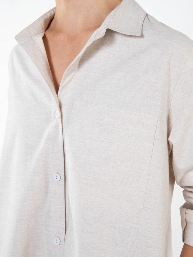 1083 - ROBE CHEMISE blanche naturel 551 blanc des Vosges coton bio