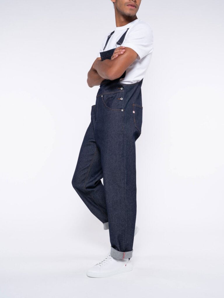 1083 - SALOPETTE JEANS 571 coton bio superdenim flex indigo brut Unisexe