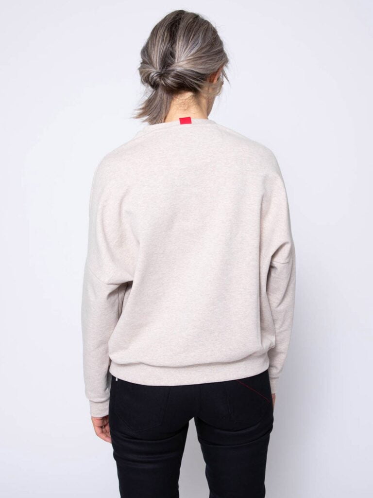 1083 - SWEAT LARGE 651 LA GENTLE FACTORY coton recycle beige chine Femme