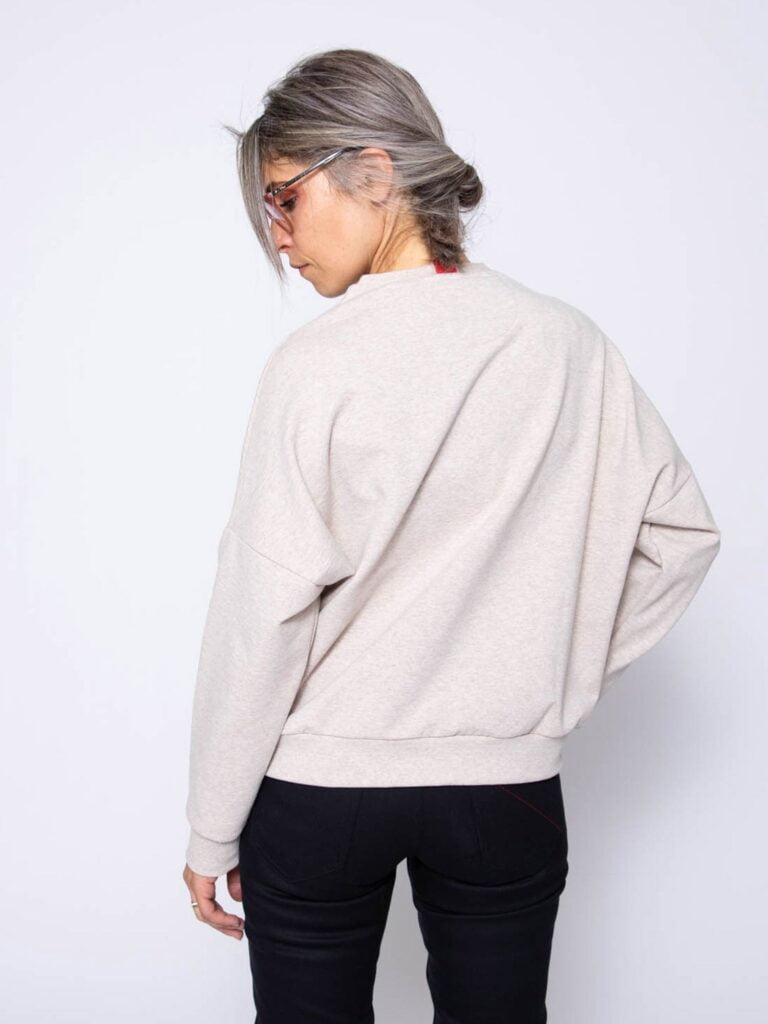 1083 - SWEAT LARGE 651 LA GENTLE FACTORY coton recycle beige chine Femme