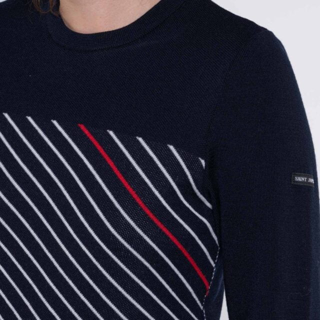 1083 - PULL DROIT 652 SAINT JAMES laine merinos bleu Femme