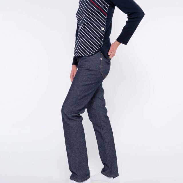 1083 - PULL DROIT 652 SAINT JAMES laine merinos bleu Femme