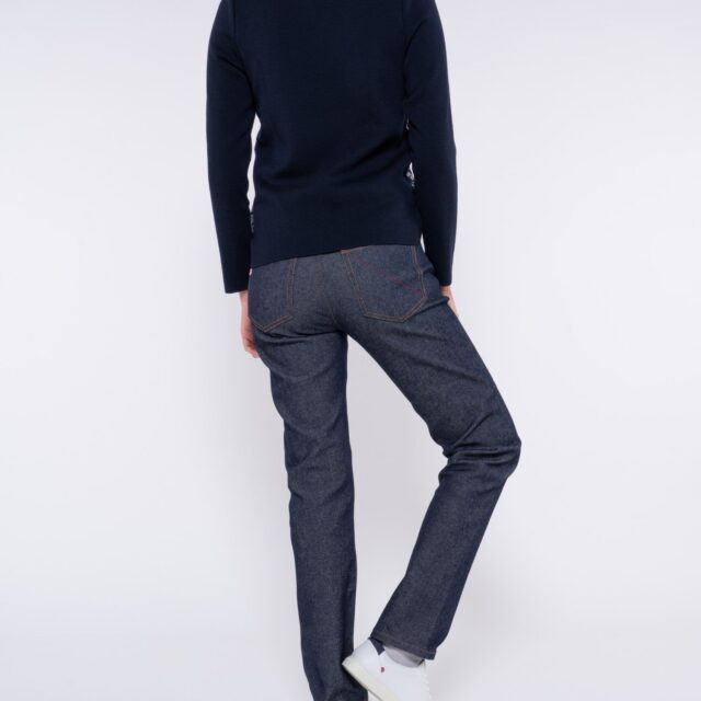 1083 - PULL DROIT 652 SAINT JAMES laine merinos bleu Femme
