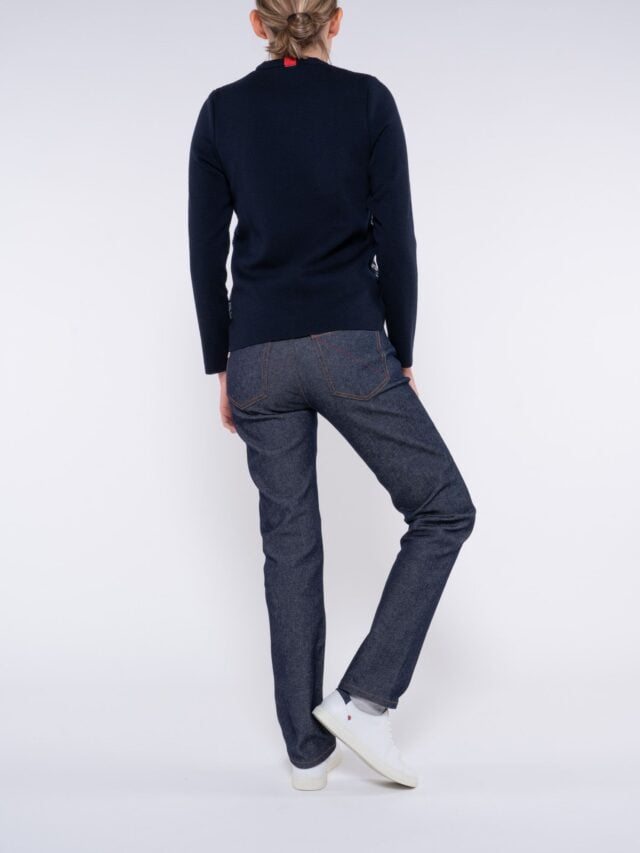 1083 - PULL DROIT 652 SAINT JAMES laine merinos bleu Femme