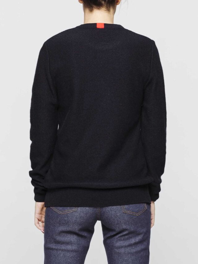 1083 - PULL AJUSTE 670 VOLONTAIRE laine recyclee bleu Femme