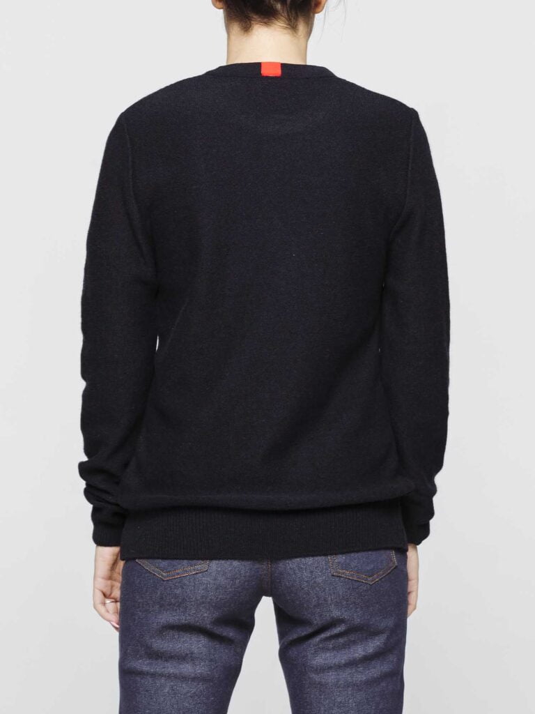 1083 - PULL AJUSTE 670 VOLONTAIRE laine recyclee bleu Femme