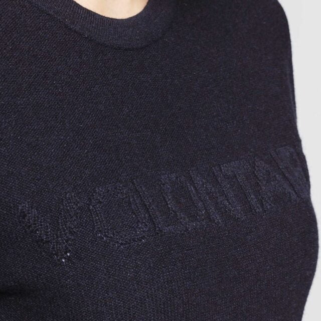 1083 - PULL AJUSTE 670 VOLONTAIRE laine recyclee bleu Femme