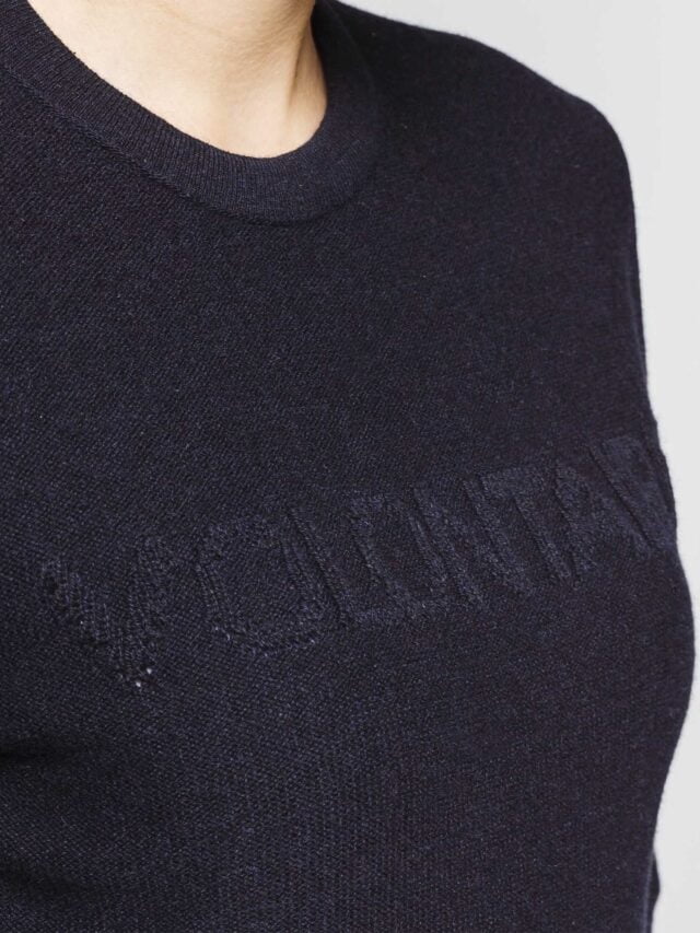 1083 - PULL AJUSTE 670 VOLONTAIRE laine recyclee bleu Femme