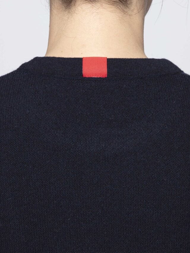 1083 - PULL AJUSTE 670 VOLONTAIRE laine recyclee bleu Femme