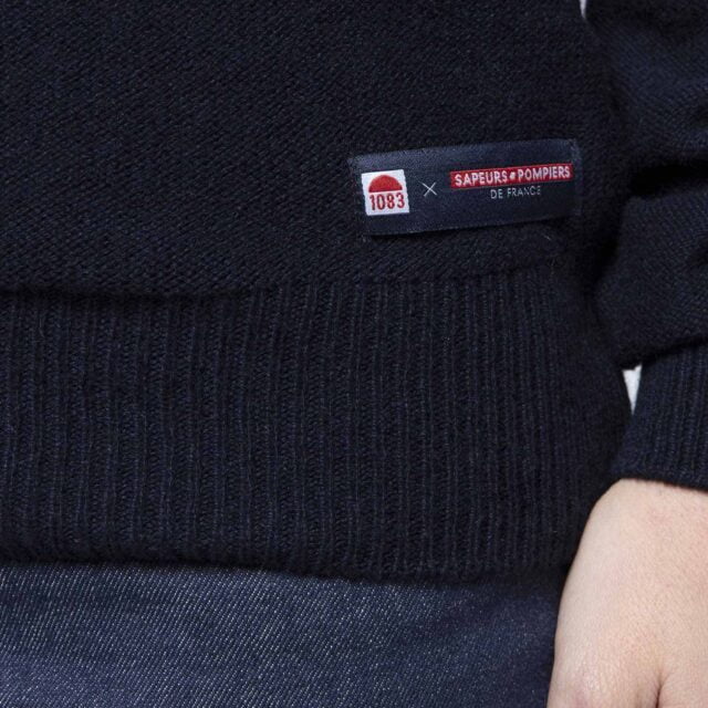 1083 - PULL AJUSTE 670 VOLONTAIRE laine recyclee bleu Femme