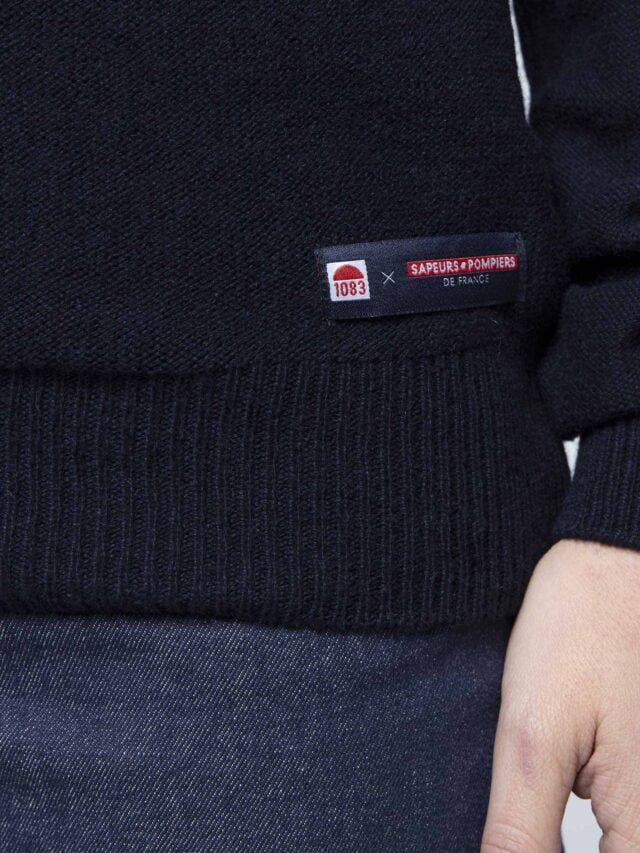 1083 - PULL AJUSTE 670 VOLONTAIRE laine recyclee bleu Femme