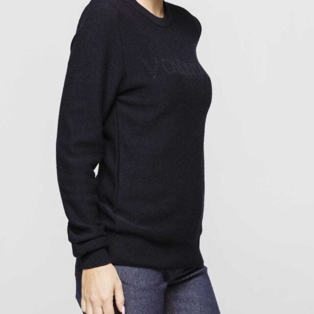 1083 - PULL AJUSTE 670 VOLONTAIRE laine recyclee bleu Femme