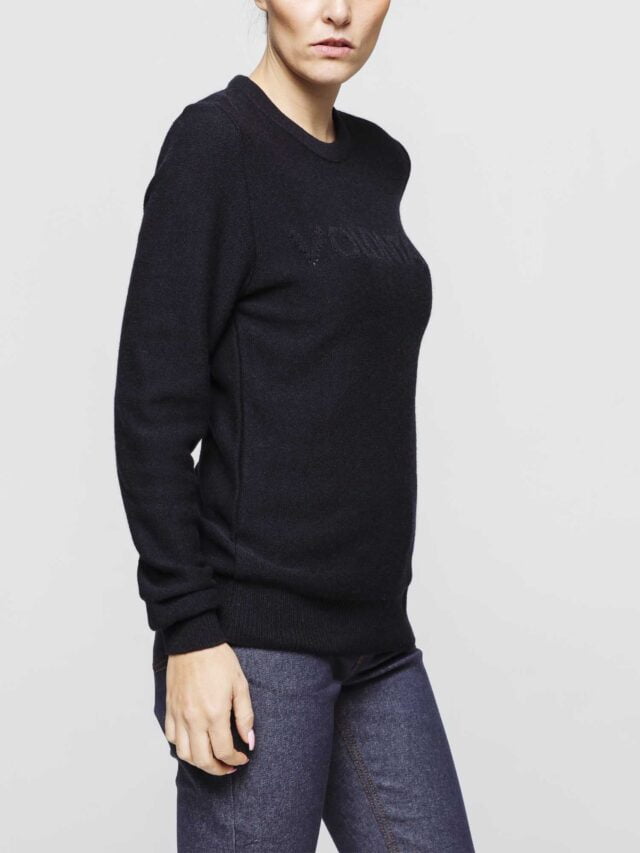 1083 - PULL AJUSTE 670 VOLONTAIRE laine recyclee bleu Femme