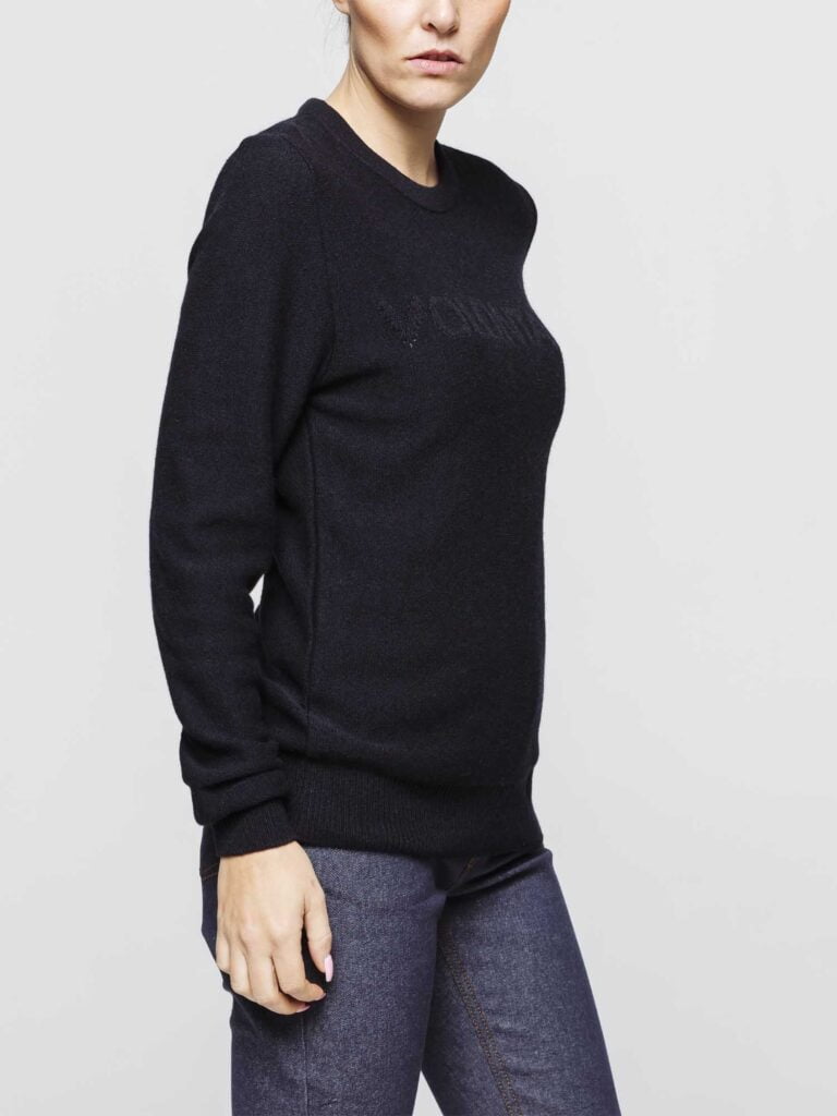 1083 - PULL AJUSTE 670 VOLONTAIRE laine recyclee bleu Femme
