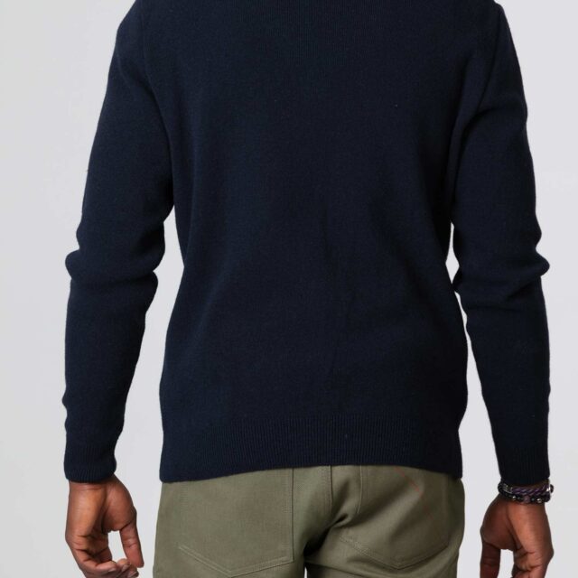1083 - CARDIGAN 718 VOLONTAIRE laine recyclee bleu Homme
