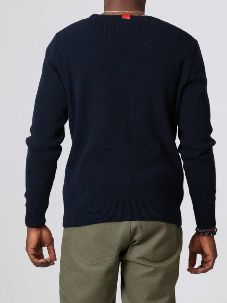 1083 - CARDIGAN 718 VOLONTAIRE laine recyclee bleu Homme