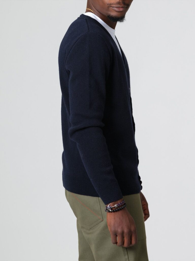 1083 - CARDIGAN 718 VOLONTAIRE laine recyclee bleu Homme