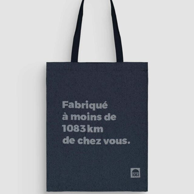 1083 - Tote bag jean 851 MESSAGE coton recycle bleu Unisexe