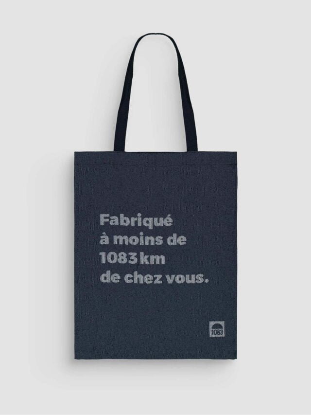 1083 - Tote bag jean 851 MESSAGE coton recycle bleu Unisexe