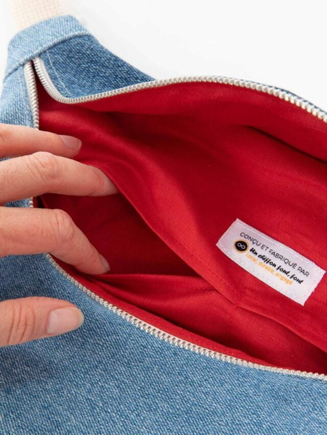 1083 - SAC BANANE DENIM 853 SURCYCLE coton bio indigo clair ocean Unisexe