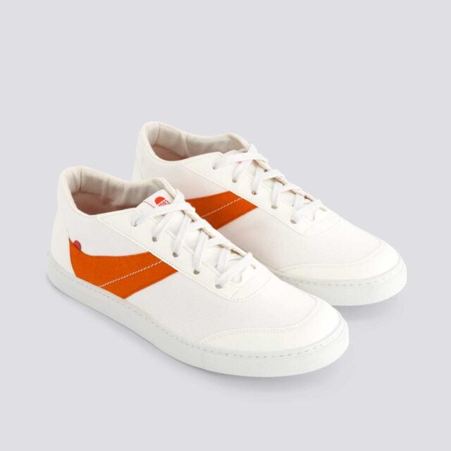 1083 - SNEAKERS VEGAN 901V coton bio blanc vermillon Unisexe