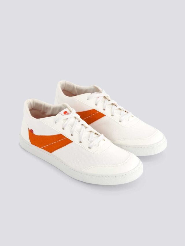 1083 - SNEAKERS VEGAN 901V coton bio blanc vermillon Unisexe