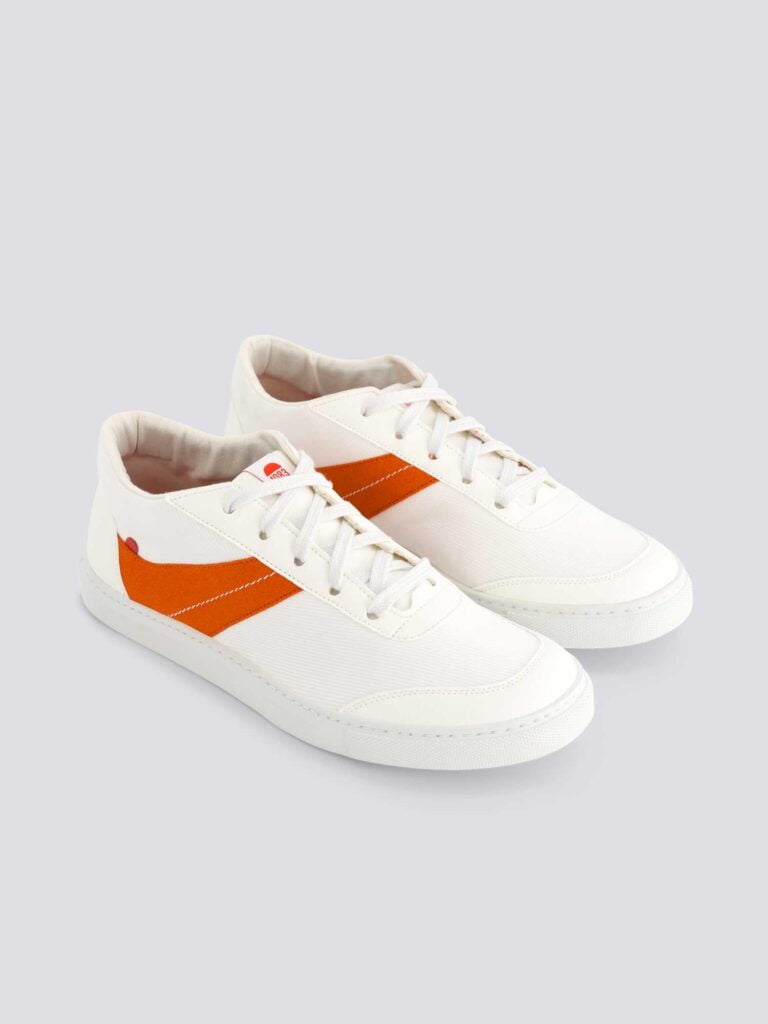 1083 - SNEAKERS VEGAN 901V coton bio blanc vermillon Unisexe